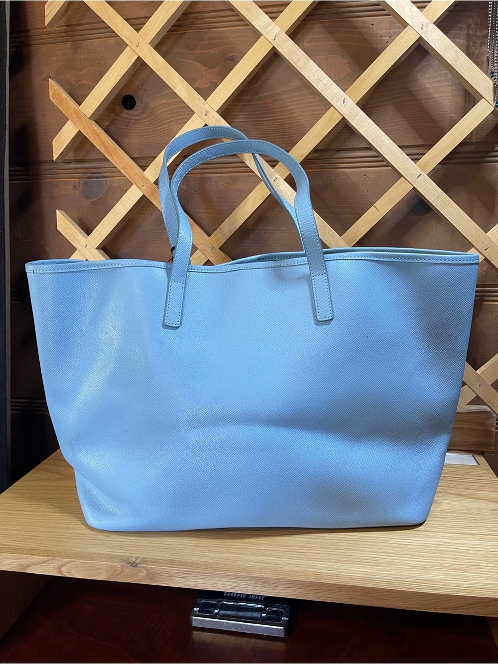 NWT Pristine Kurt Geiger London Pastel Blue Saffiano -Style 100% Leather Tote - Picture 8 of 14